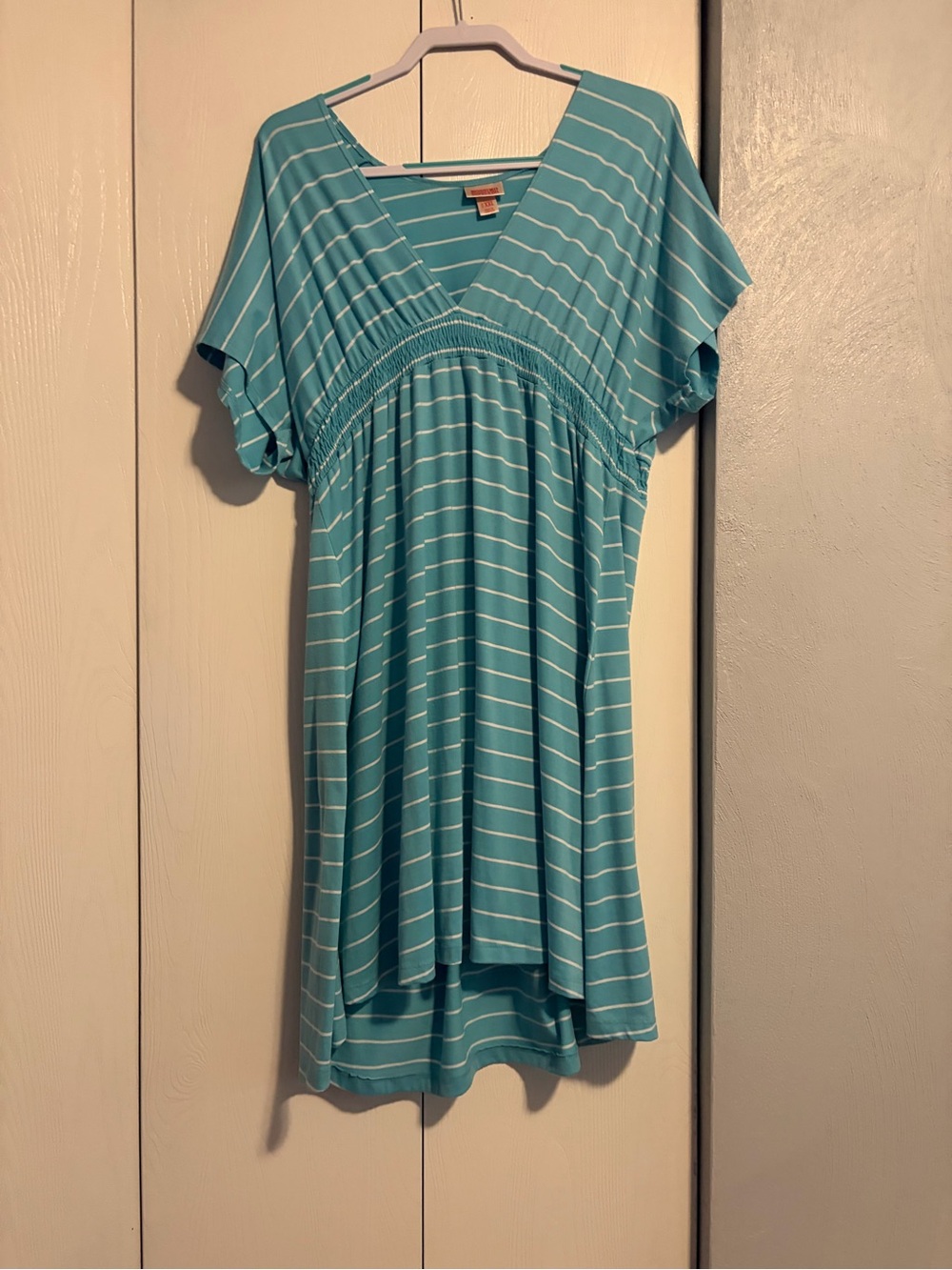 Mossimo Supply Co. Light Blue and White V-Neck Dress